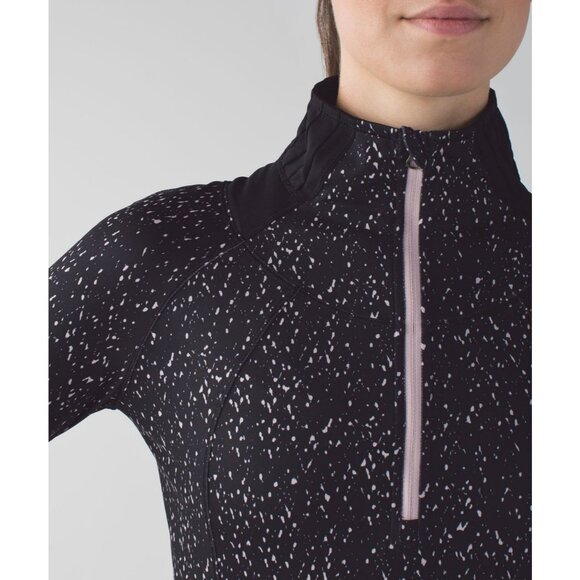 LULULEMON Go The Distance 1/2 Zip Jacket 8 Running Thumbholes Active Black Pink - Picture 3 of 8